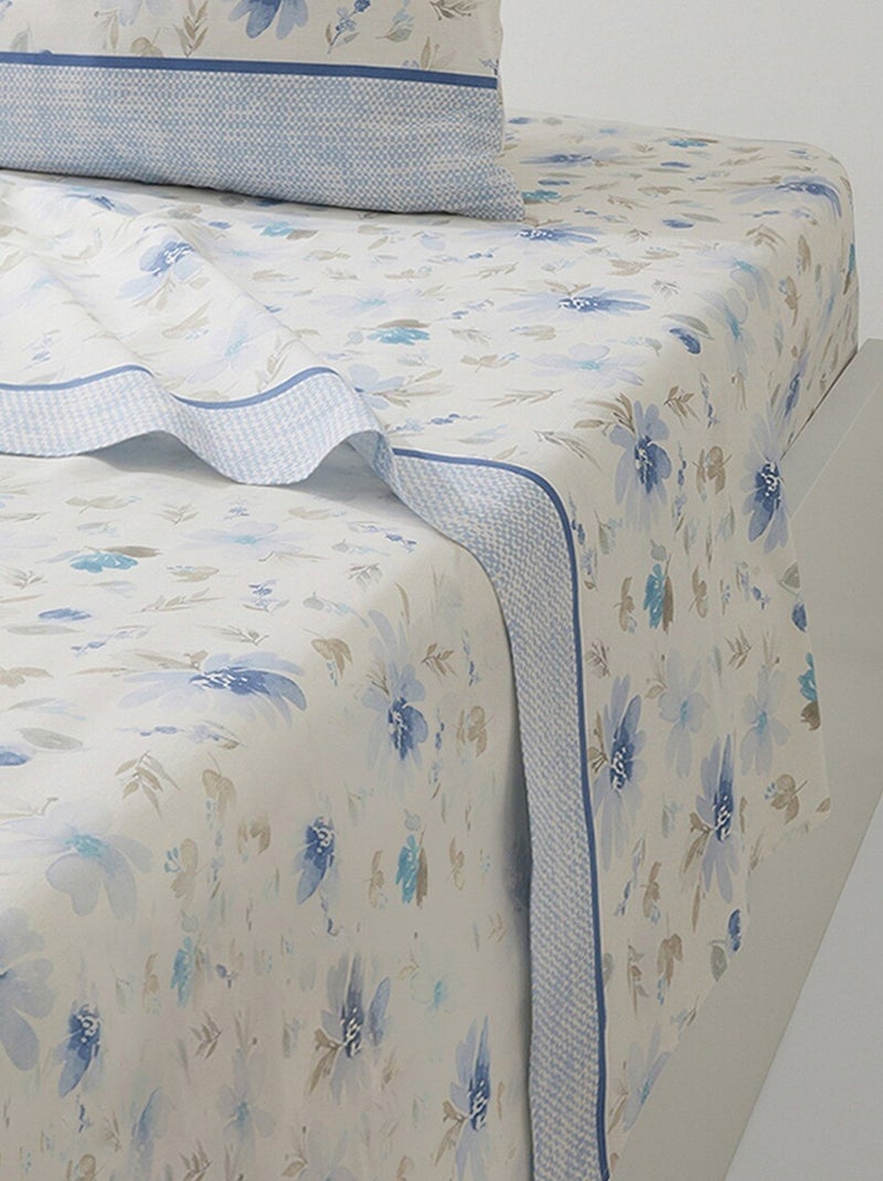 Parure fleurs drap(s) + taie(s) oreiller - Afibel Bleu - Kiabi