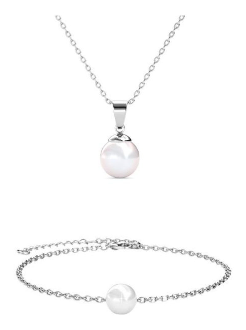 Parure Full Moon Crystal Pearl - Argenté et Cristal Argenté - Kiabi