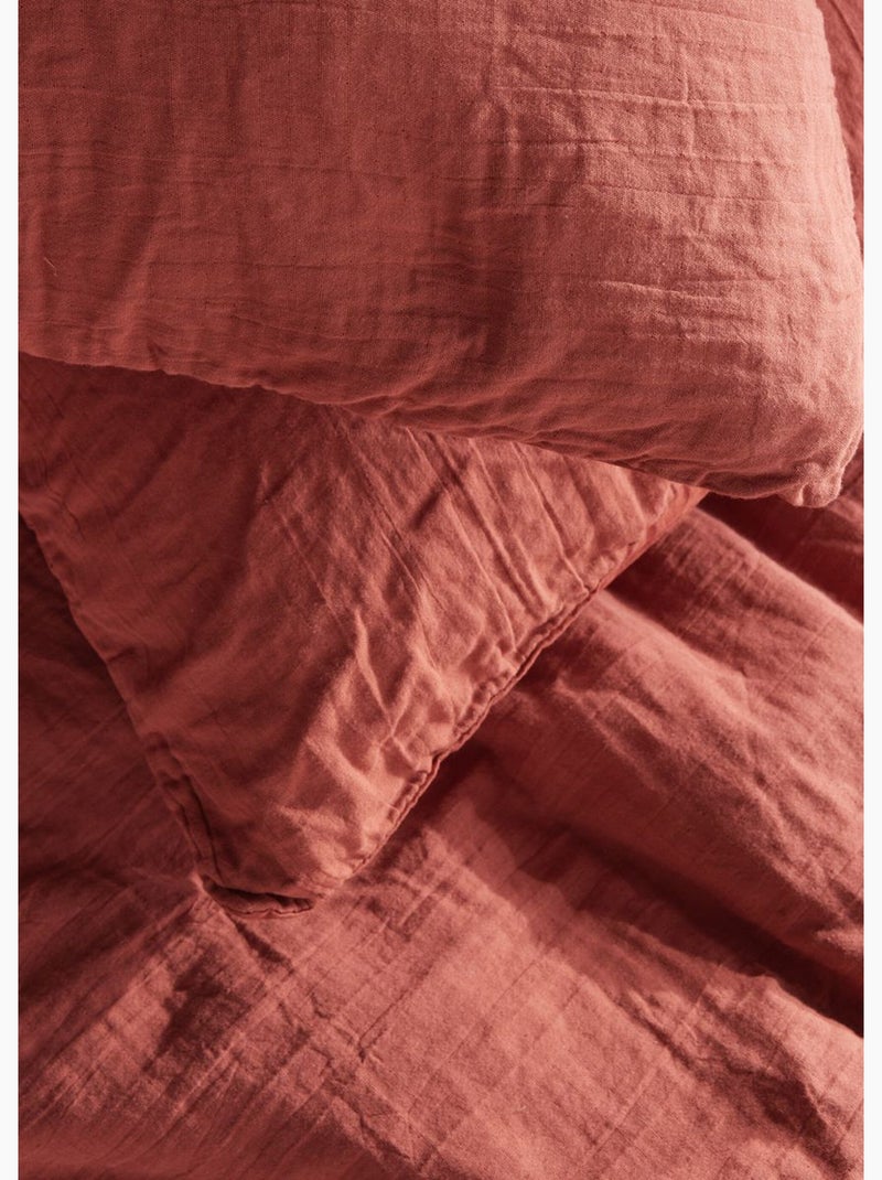 Parure gaze de coton uni, 240 x 220cm - AFIBEL Terracotta - Kiabi