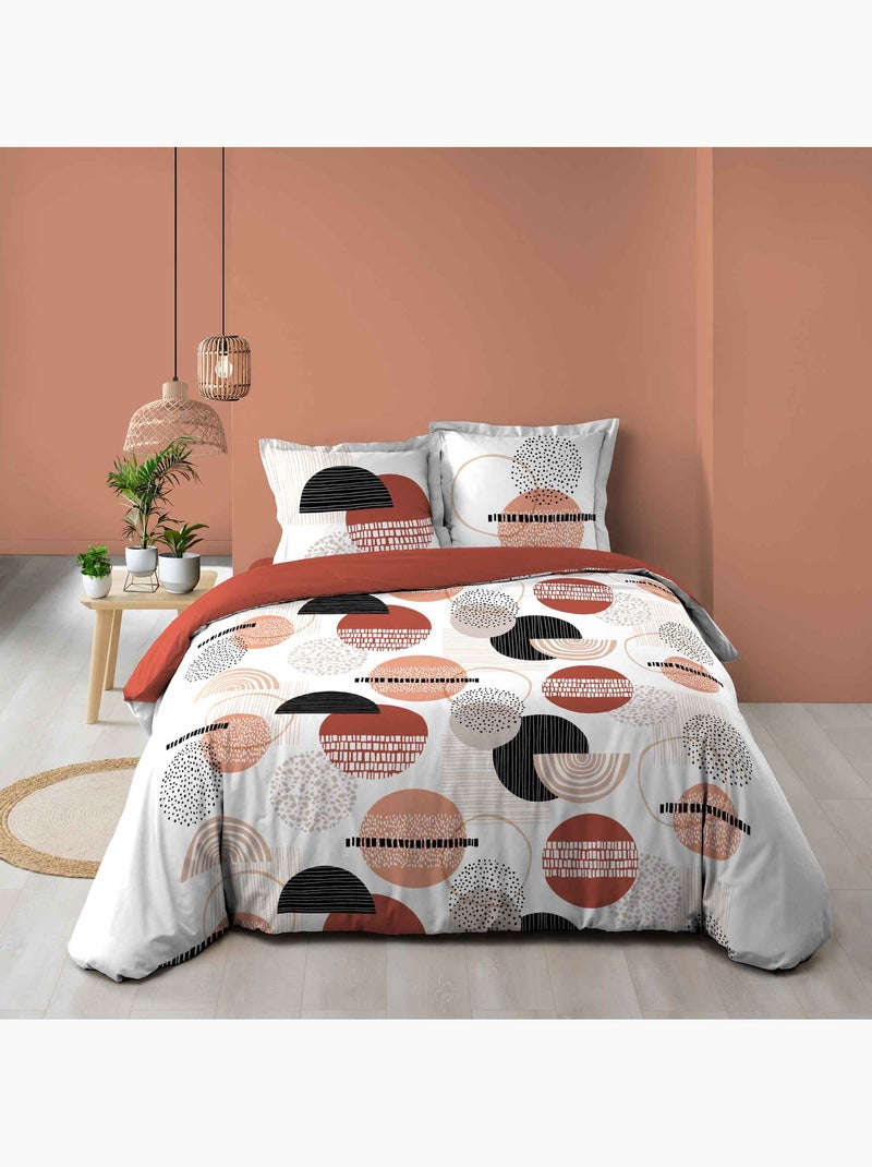 Parure housse couette 260 x 240 cm Geo-Twist Terracotta - Kiabi