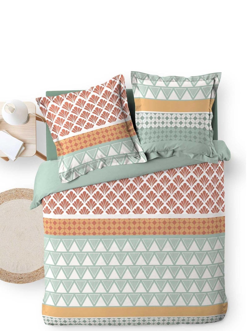 Parure housse couette Art-chic Apolline Vert - Kiabi