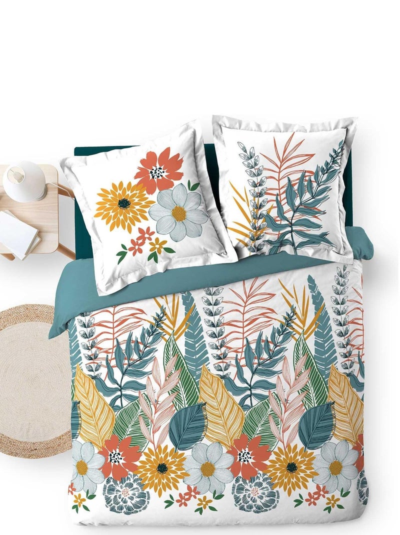 Parure housse couette Champs de fleurs Blanc - Kiabi