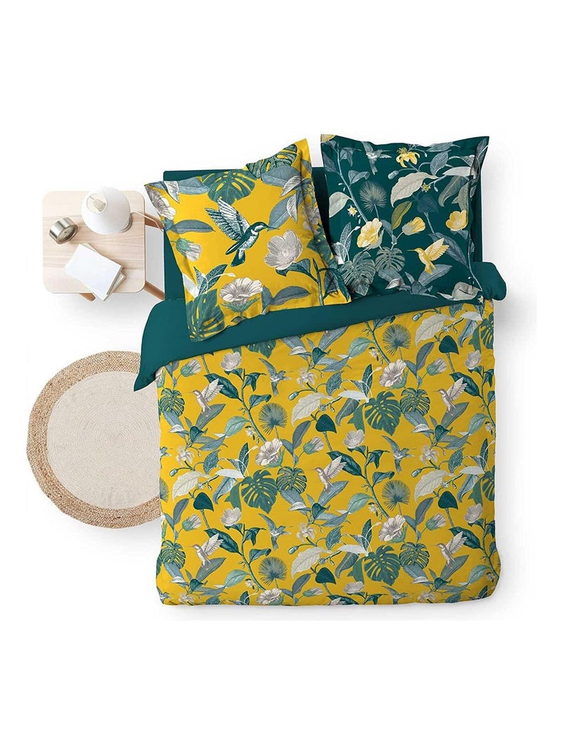 Parure housse couette Joli Colibris Jaune - Kiabi