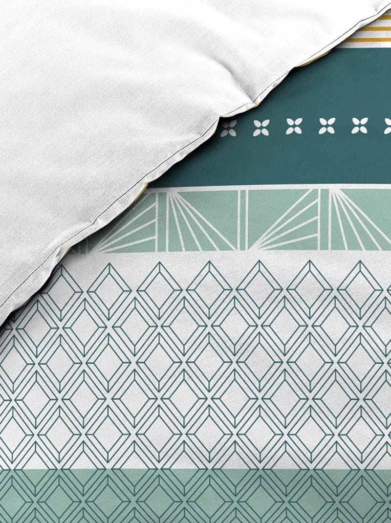 Parure housse couette Julliane Blanc Jaune Bleu - Kiabi