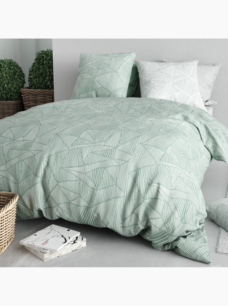 Parure housse de couette 100 % coton adely Vert - Kiabi