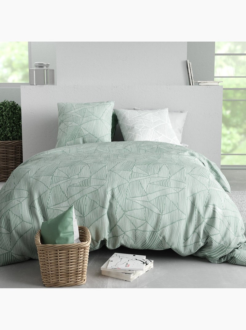 Parure housse de couette 100 % coton adely Vert - Kiabi