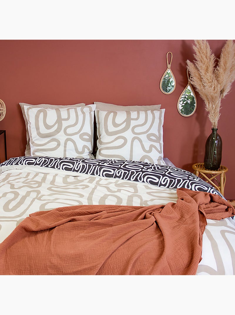 Parure housse de couette 100 % coton alix Multicolore - Kiabi