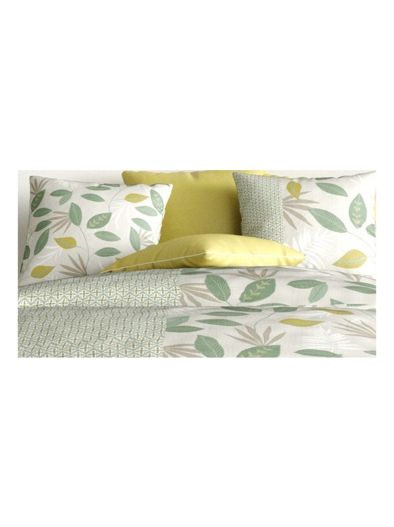 Parure housse de couette 100 % coton areca Vert - Kiabi