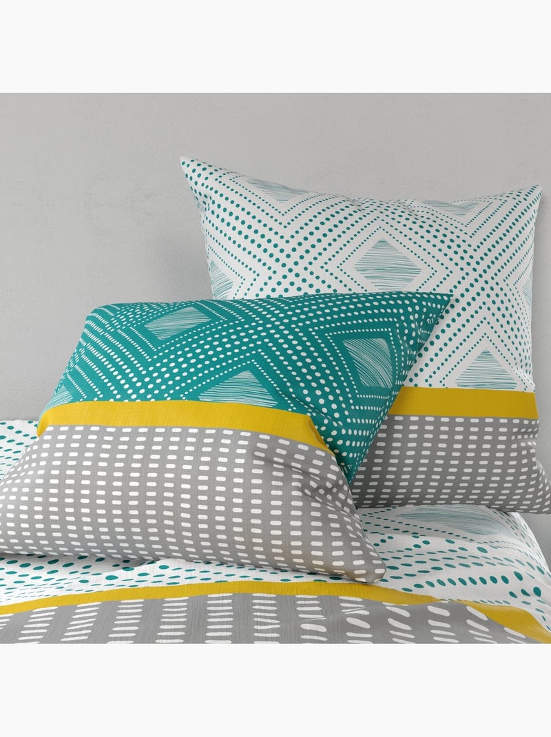 Parure housse de couette 100 % coton aurah Turquoise - Kiabi