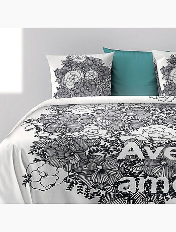 Parure housse de couette 100 % coton avec amour