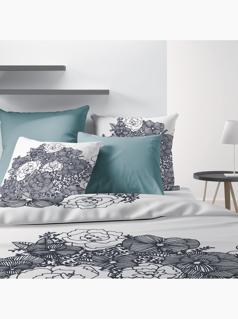 Parure housse de couette 100 % coton avec amour Gris foncé - Kiabi
