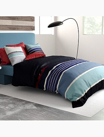 Parure housse de couette 100 % coton azul