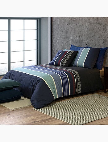 Parure housse de couette 100 % coton azul