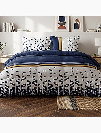 Parure housse de couette 100 % coton bandol