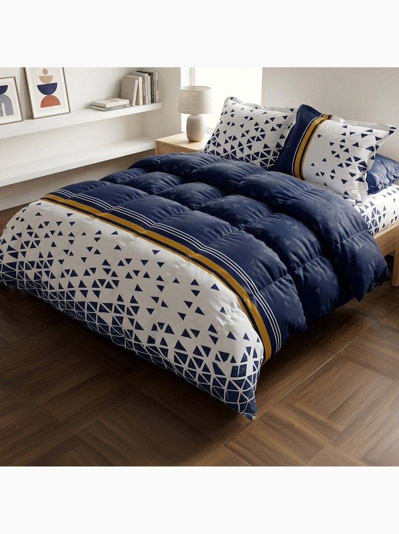Parure housse de couette 100 % coton bandol Bleu foncé - Kiabi