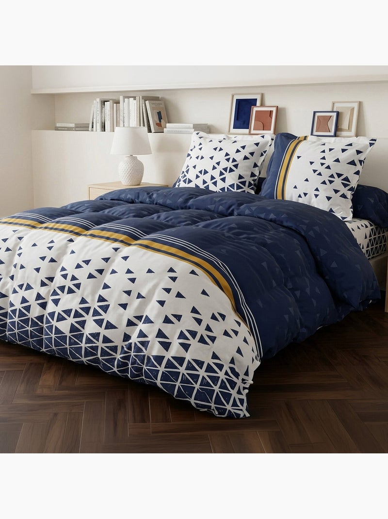 Parure housse de couette 100 % coton bandol Bleu foncé - Kiabi