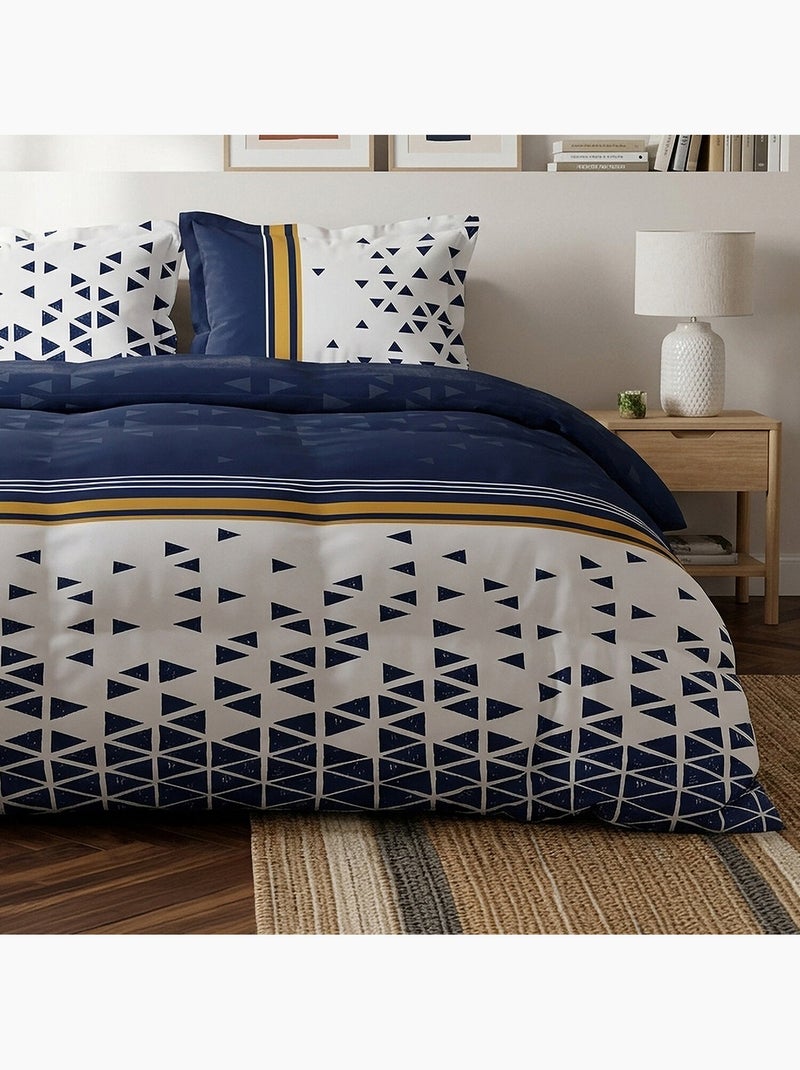 Parure housse de couette 100 % coton bandol Bleu foncé - Kiabi