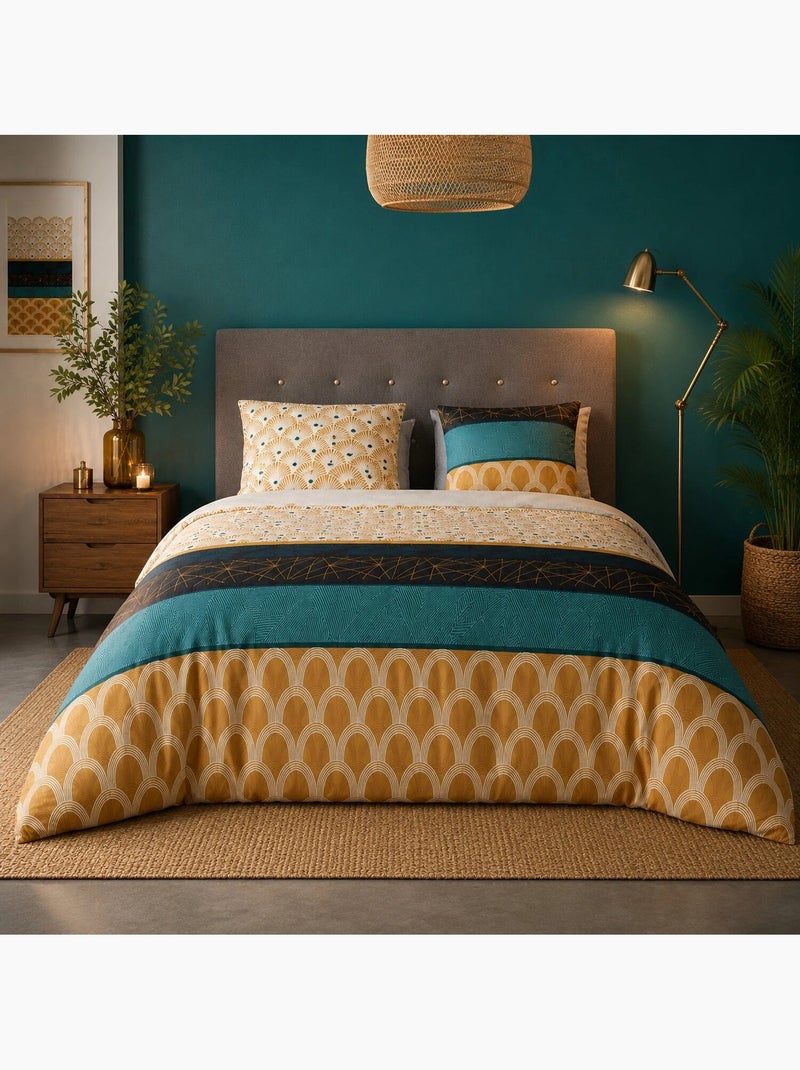 Parure housse de couette 100 % coton bangui Multicolore - Kiabi