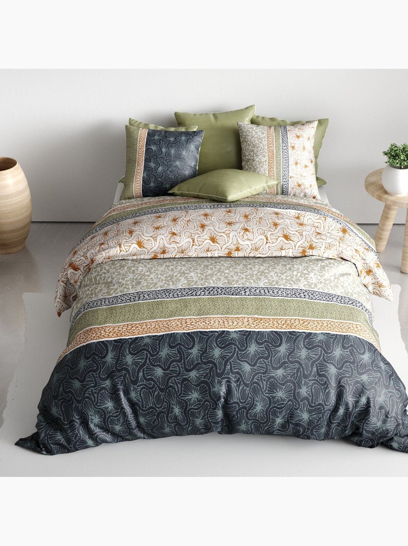 Parure housse de couette 100 % coton bella Vert - Kiabi