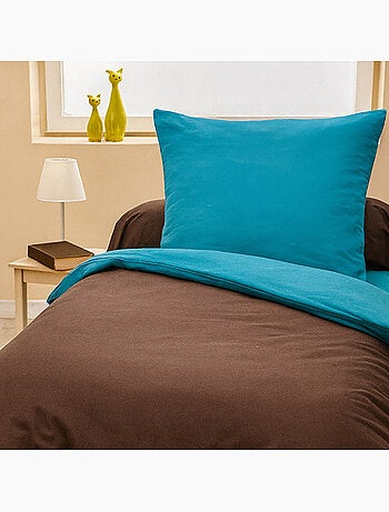 Parure housse de couette 100 % coton bicolore