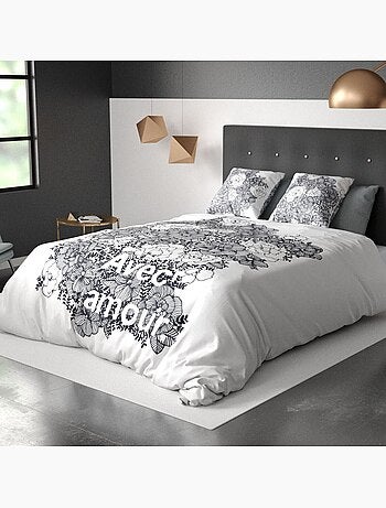 Parure housse de couette 100 % coton bio avec amour