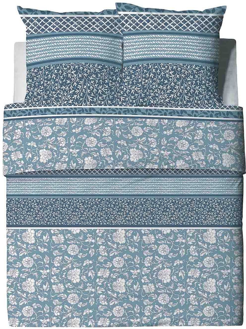 Parure housse de couette 100 % coton bio debby Bleu - Kiabi