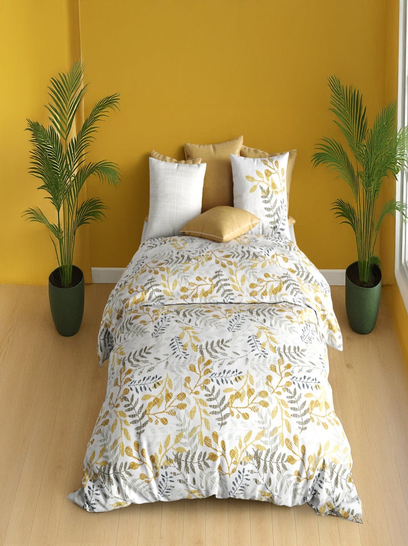 Parure housse de couette 100 % coton bio eloa Jaune - Kiabi