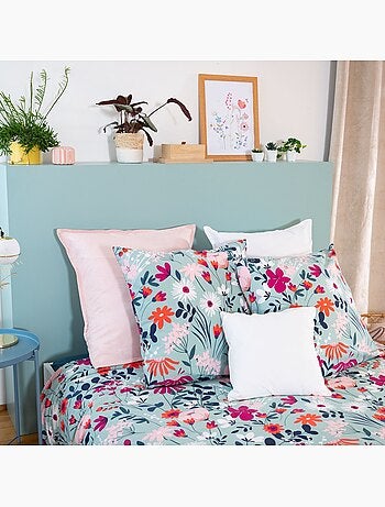 Parure housse de couette 100 % coton bio flore