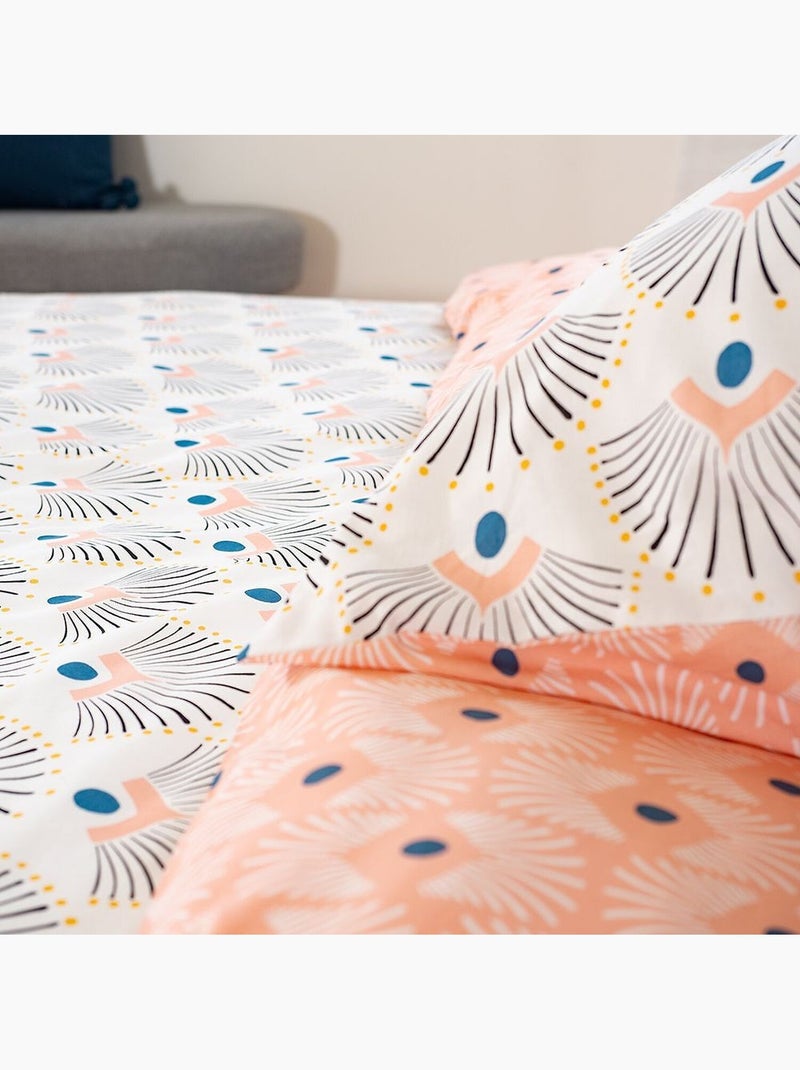 Parure housse de couette 100 % coton bio mille Rose - Kiabi