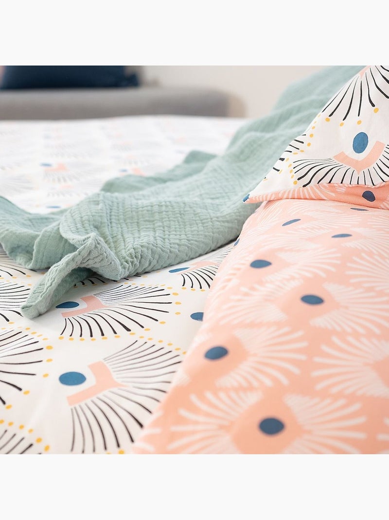 Parure housse de couette 100 % coton bio mille Rose - Kiabi
