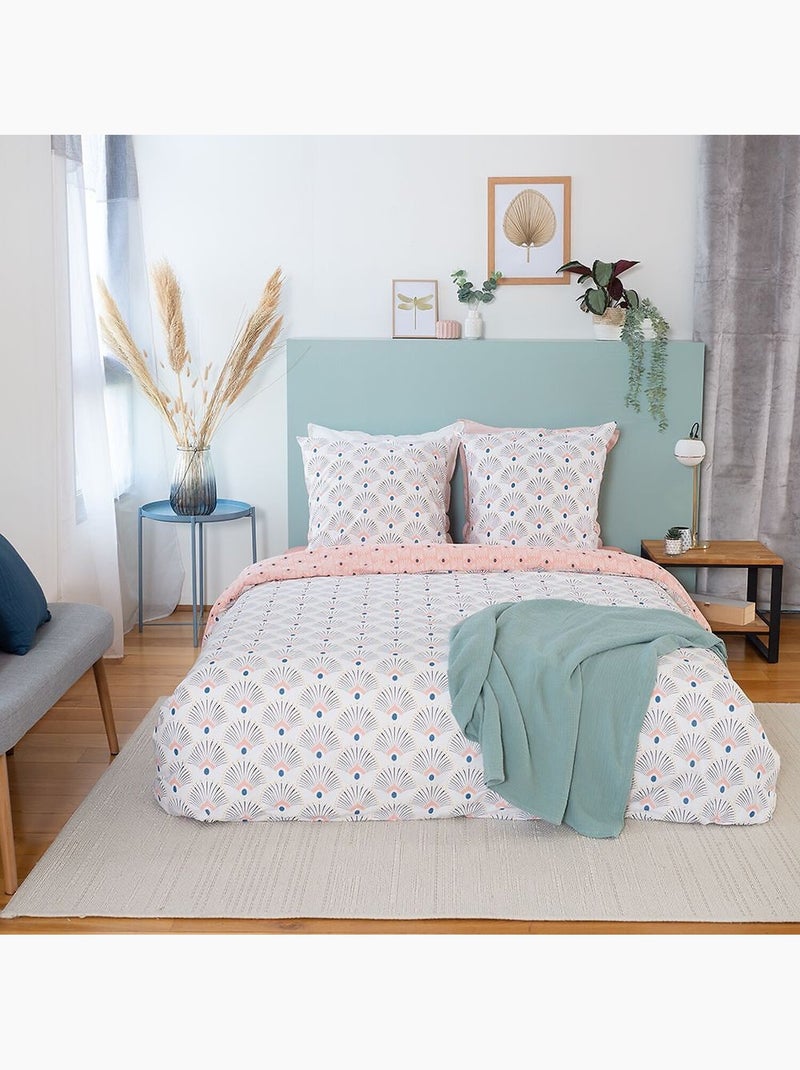 Parure housse de couette 100 % coton bio mille Rose - Kiabi