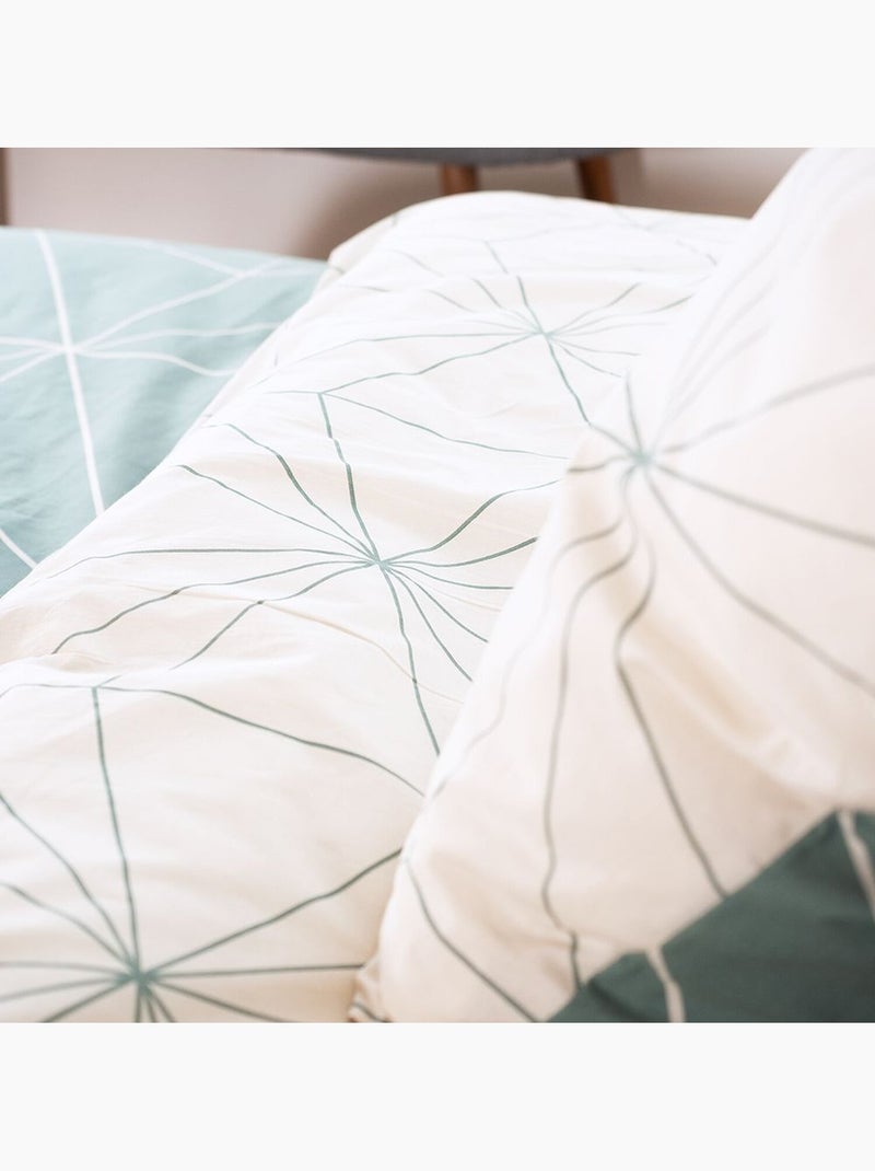 Parure housse de couette 100 % coton bio milo Vert - Kiabi