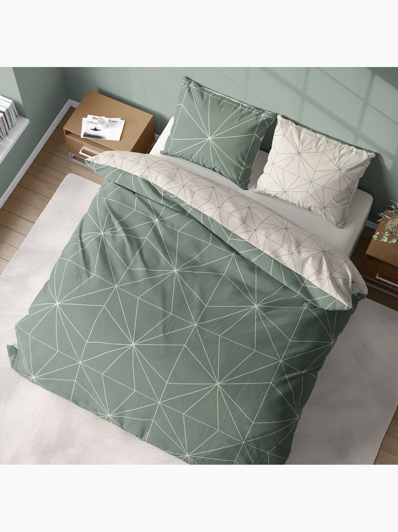 Parure housse de couette 100 % coton bio milo Vert - Kiabi