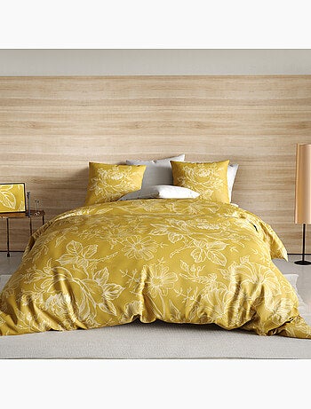 Parure housse de couette 100 % coton bio ocre
