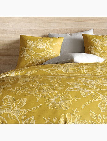 Parure housse de couette 100 % coton bio ocre