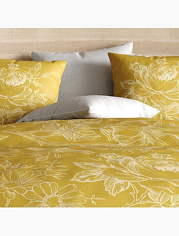Parure housse de couette 100 % coton bio ocre