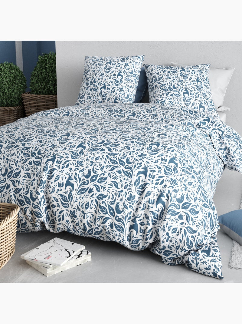 Parure housse de couette 100 % coton blouva Bleu - Kiabi