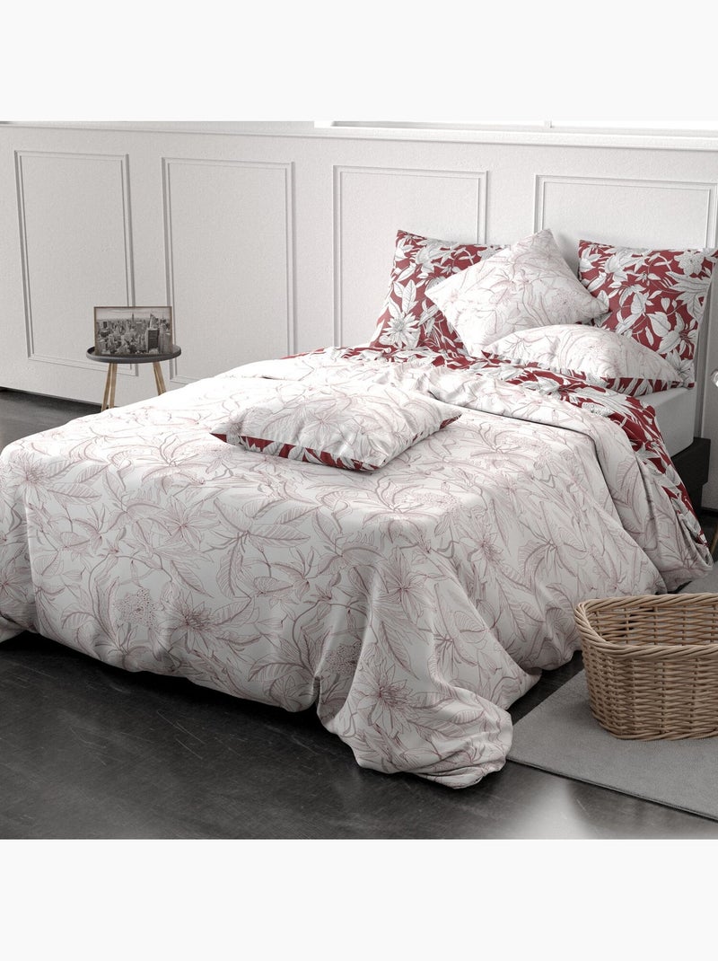 Parure housse de couette 100 % coton bonheur Rouge - Kiabi