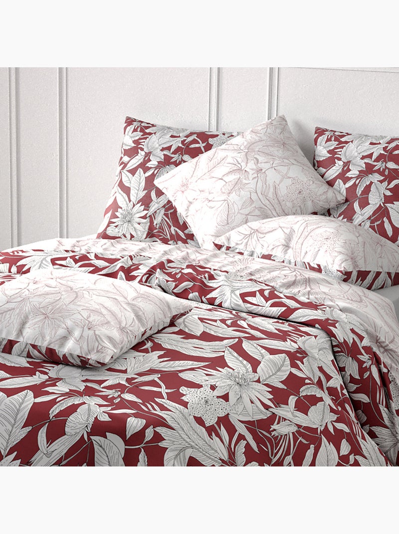 Parure housse de couette 100 % coton bonheur Rouge - Kiabi