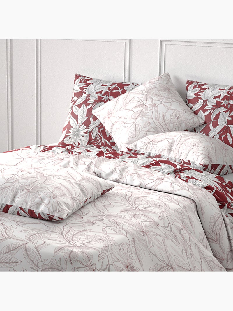 Parure housse de couette 100 % coton bonheur Rouge - Kiabi