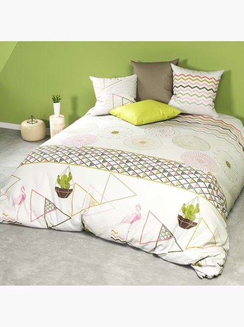 Parure housse de couette 100 % coton cactus - Kiabi
