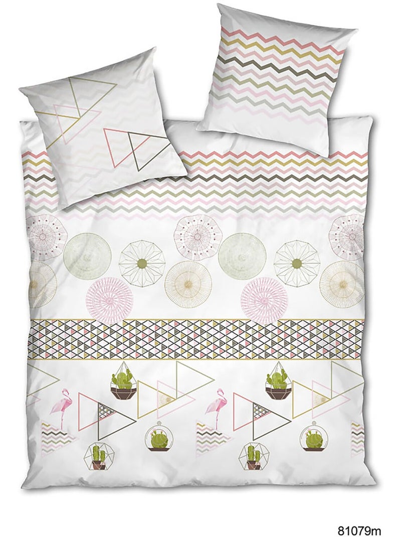 Parure housse de couette 100 % coton cactus Blanc - Kiabi