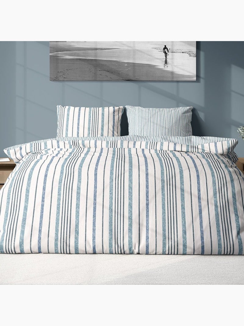 Parure housse de couette 100 % coton calanque Bleu - Kiabi