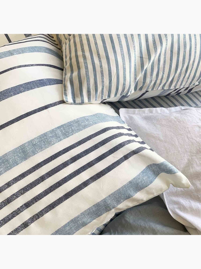 Parure housse de couette 100 % coton calanque Bleu - Kiabi