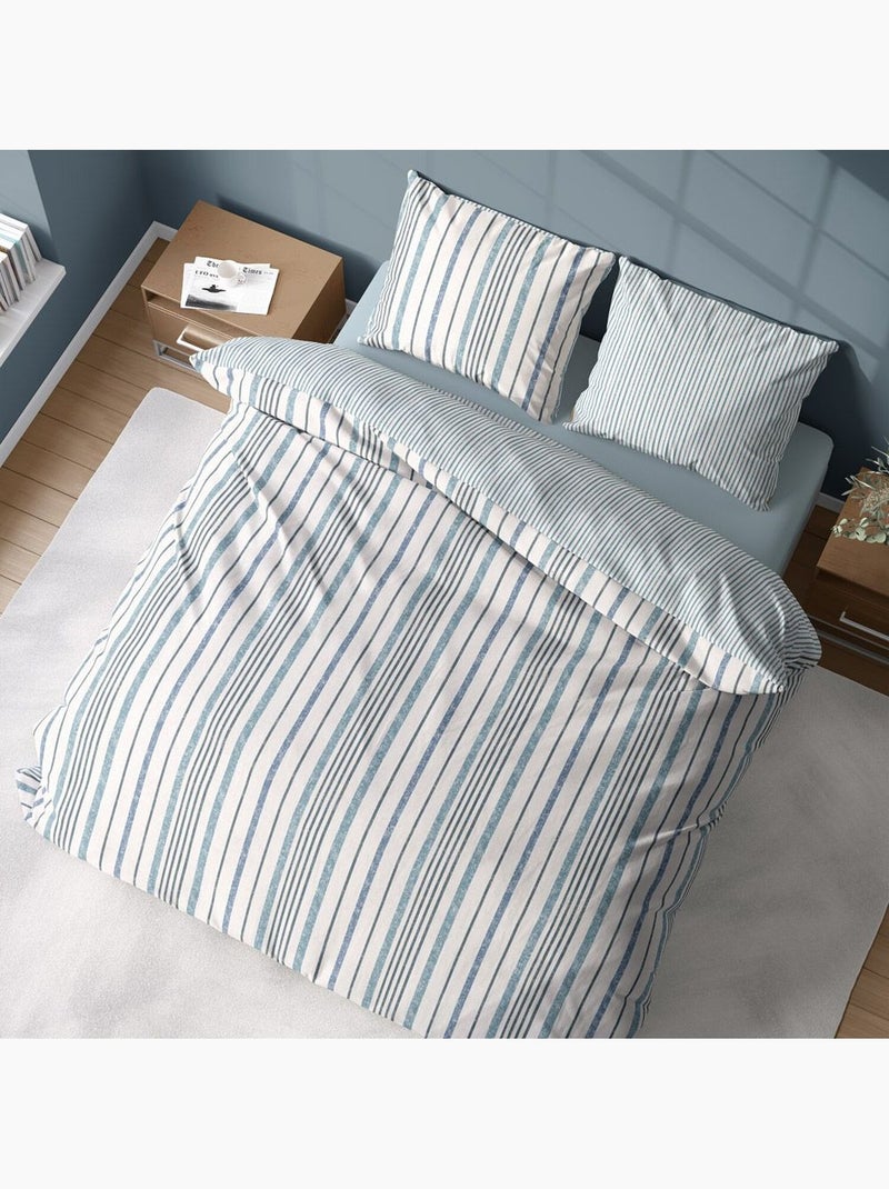 Parure housse de couette 100 % coton calanque Bleu - Kiabi