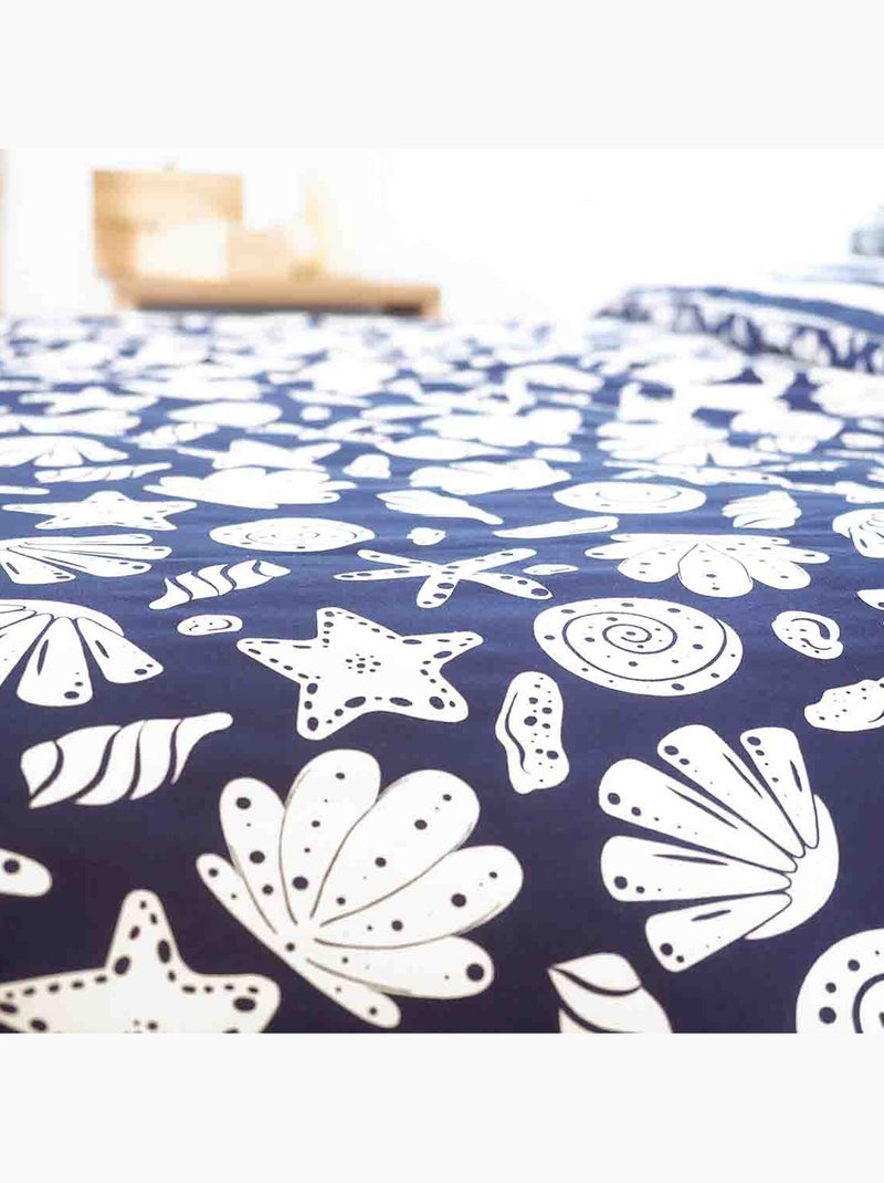 Parure housse de couette 100 % coton capri Bleu marine - Kiabi