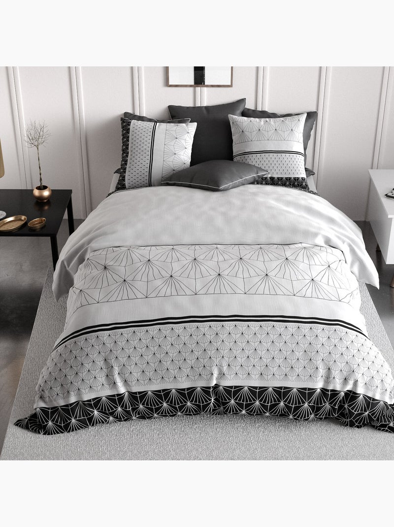 Parure housse de couette 100 % coton casta Noir - Kiabi