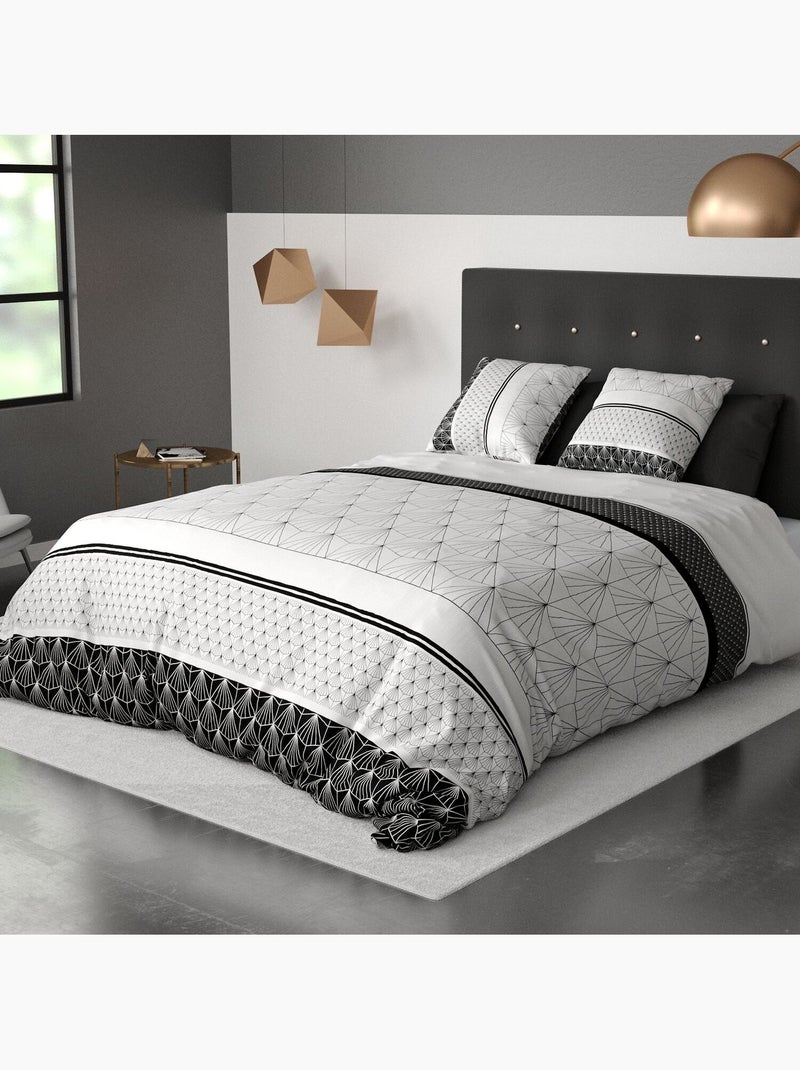 Parure housse de couette 100 % coton casta Noir - Kiabi