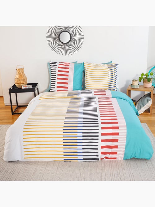 Parure housse de couette 100 % coton chris - Kiabi