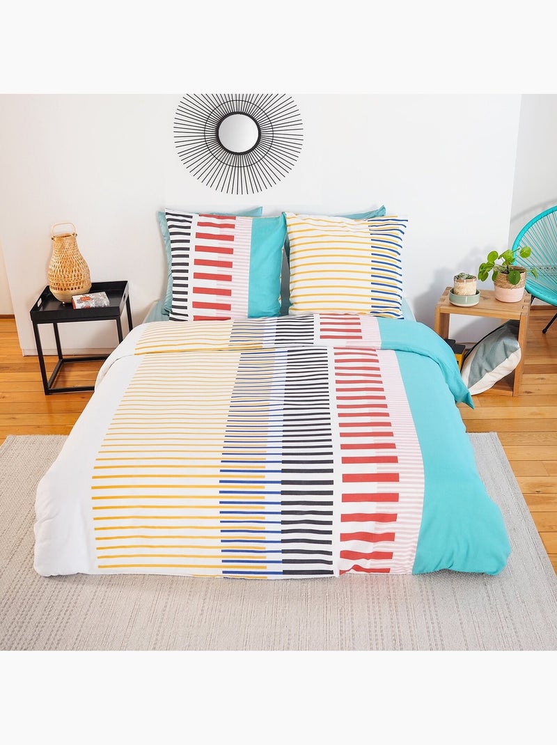 Parure housse de couette 100 % coton chris Multicolore - Kiabi